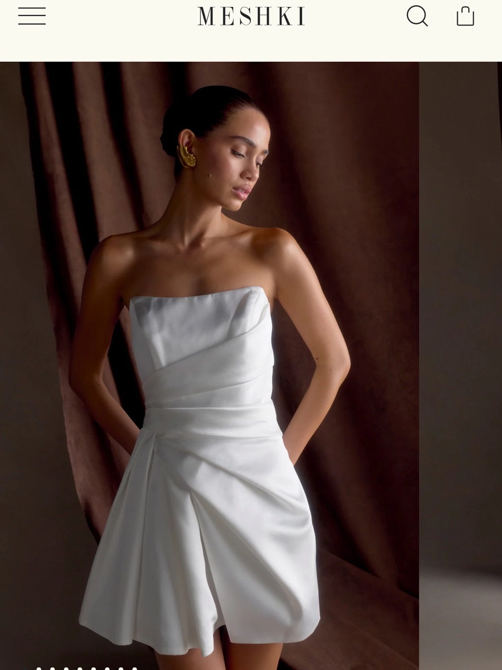 Meshki Lora Strapless Satin Mini Dress White